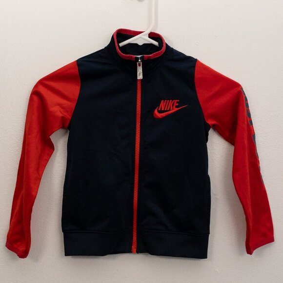 Nike Kids Warm Up Track Jacket 4T Navy Red Just Do It Zip Front 3-4 Years - Picture 1 of 4